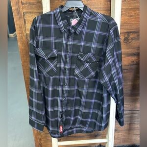 DIXXON Snap On Black and Purple Plaid Men's Shirt
